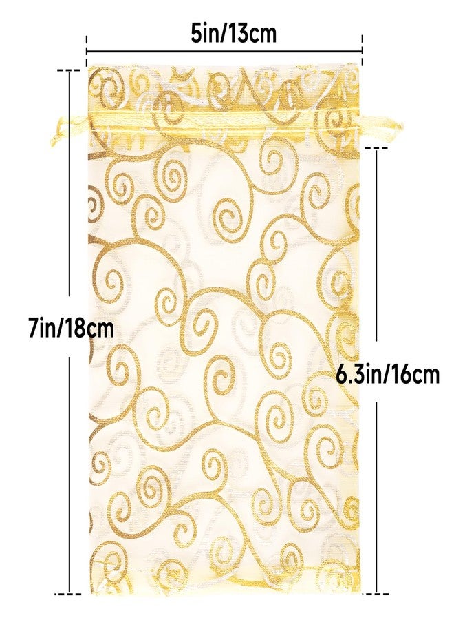 joycraft 50Pcs Organza Gift Bags - 5x7 In Gold Mesh Gift Drawstring Bags, Organza Party Favor Pouch for Valentine's Day, Wedding, Birthday, Brial Shower - Image 2